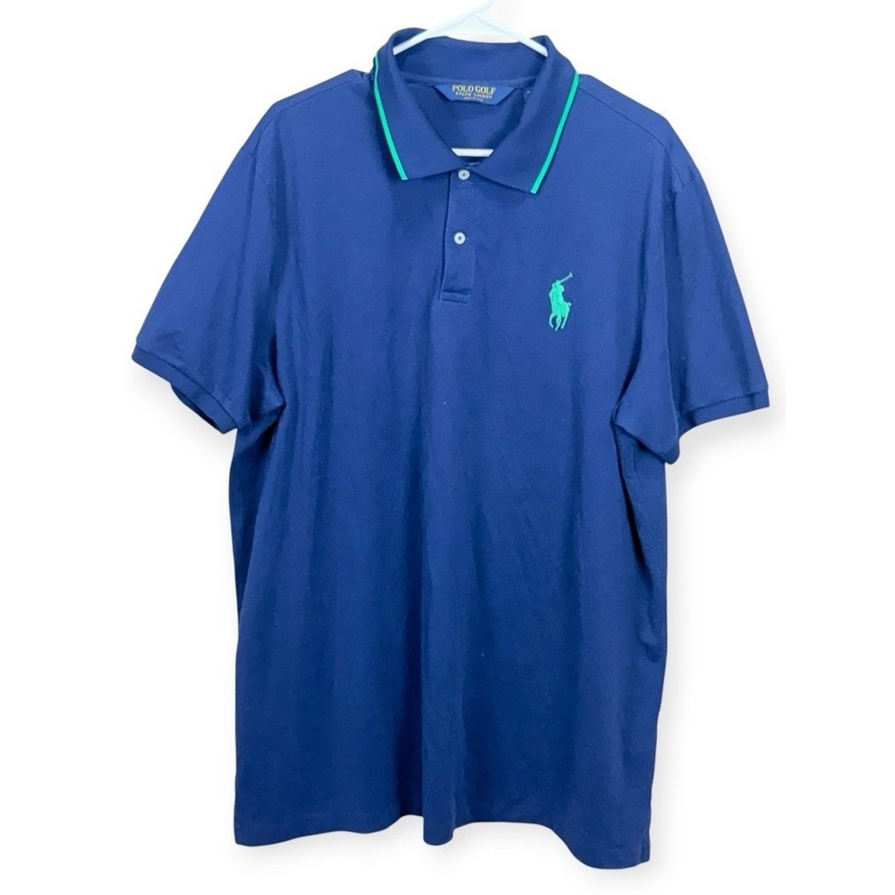 Polo Golf Shirt Ralph Lauren Mens XXL Navy Green Big Pony Pro Fit Performance